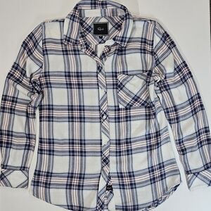 Rails Plaid Button Down Womens XS White Pink‎ Blue Classic Flannel Style Comfort